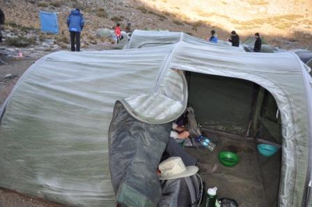 Tent in the moring at Mawenzi Tarn