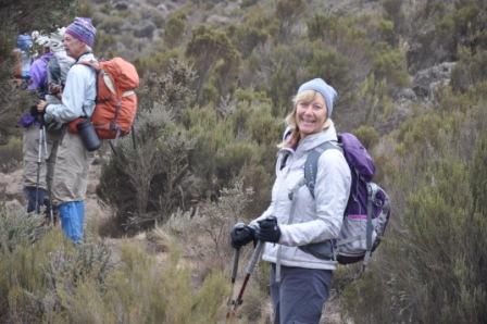 Patty on trail to Kikelewa