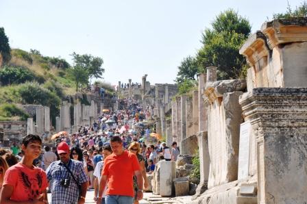 Ephesus Crowds Coming Down Street